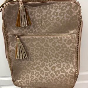 Chic Leopard Print Backpack - Tan